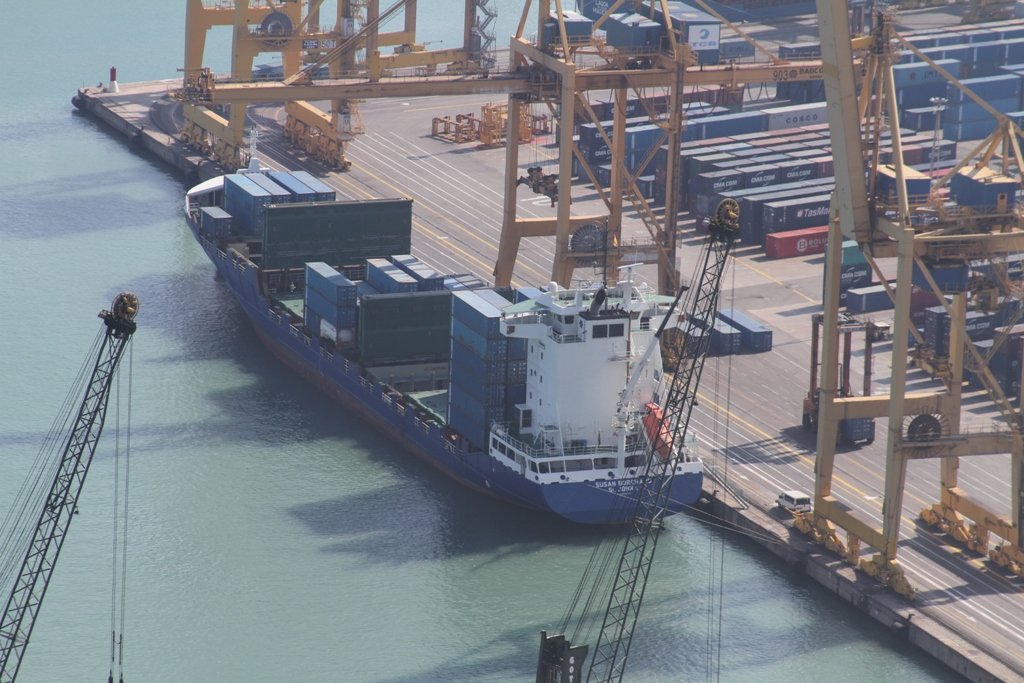 Containers stacked at the port